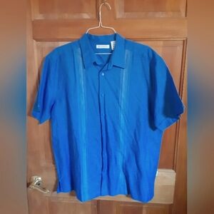 Men's Cubavera Blue Short Sleeve Shirt